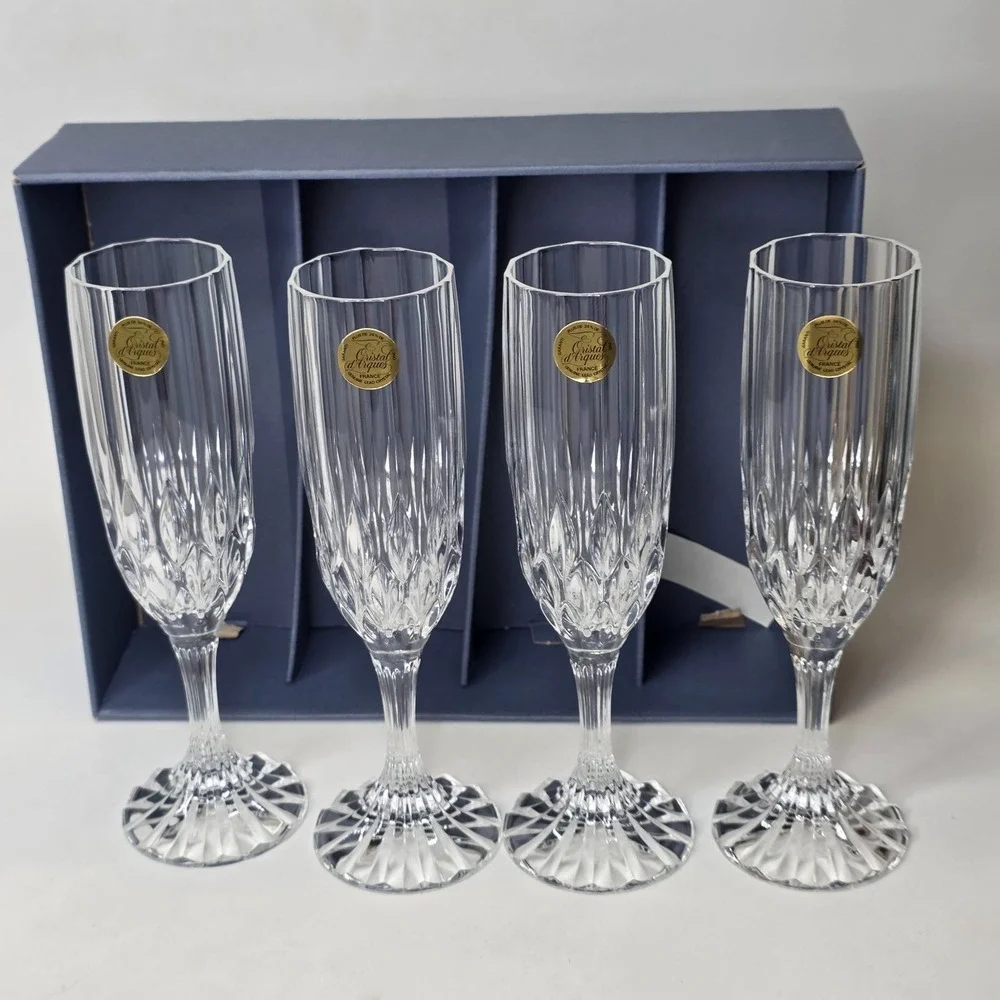 Cristal d'Arques Bretagne Crystal Champagne Flutes 8 1/8